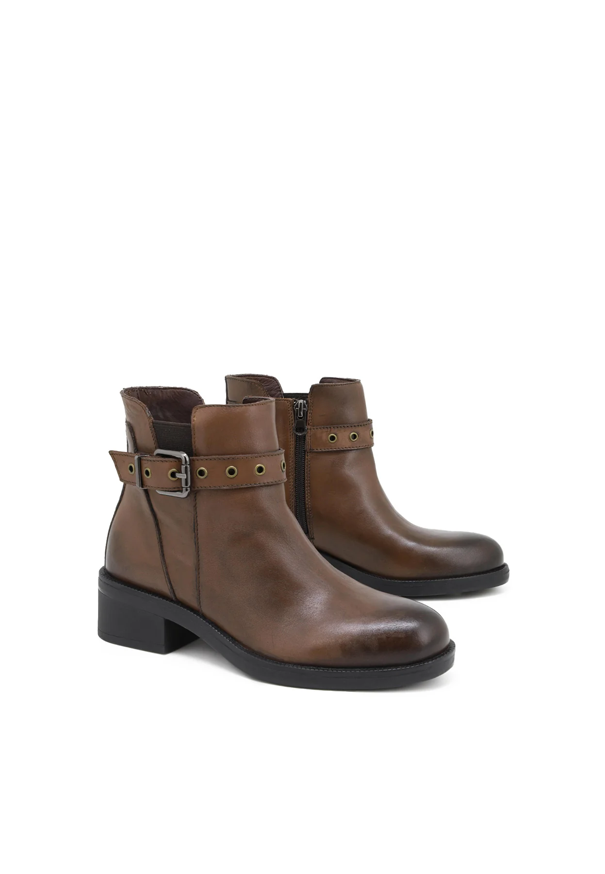 Stivaletto nero in vera pelle con cinturino QH-22 S-269 - Image 10