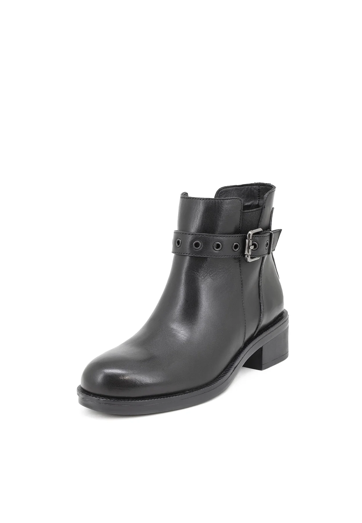 Stivaletto nero in vera pelle con cinturino QH-22 S-269 - Image 3