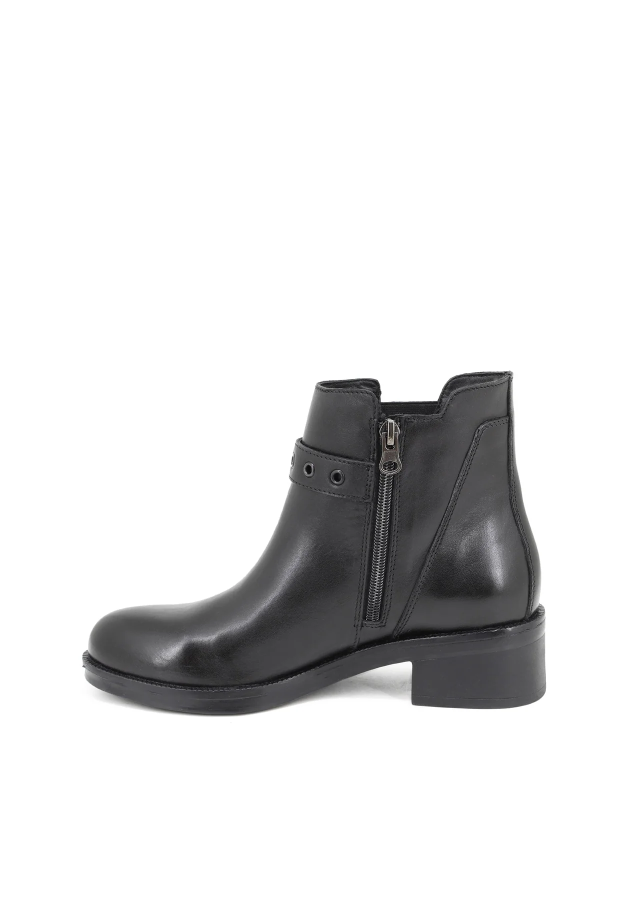 Stivaletto nero in vera pelle con cinturino QH-22 S-269 - Image 4