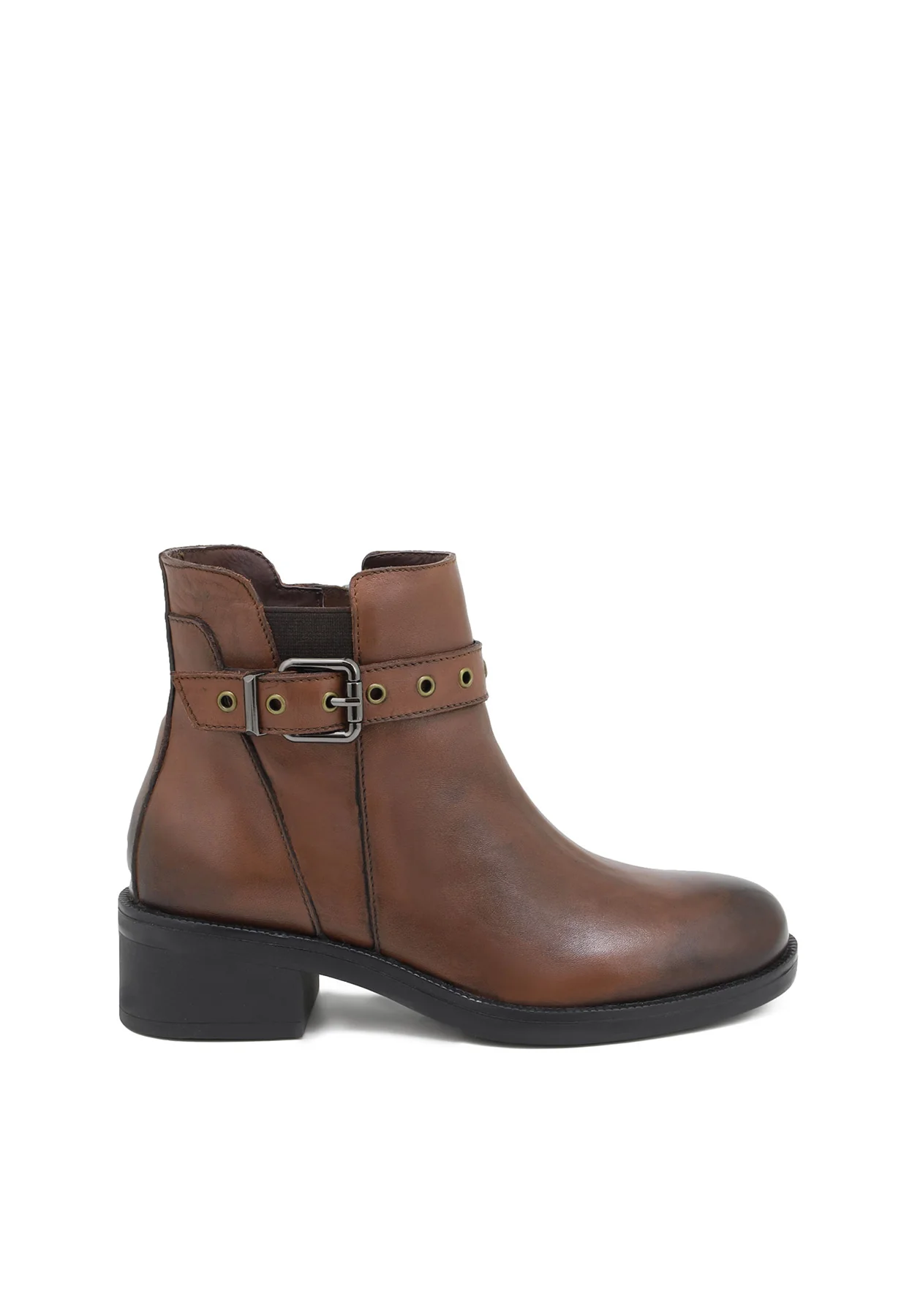 Stivaletto nero in vera pelle con cinturino QH-22 S-269 - Image 6