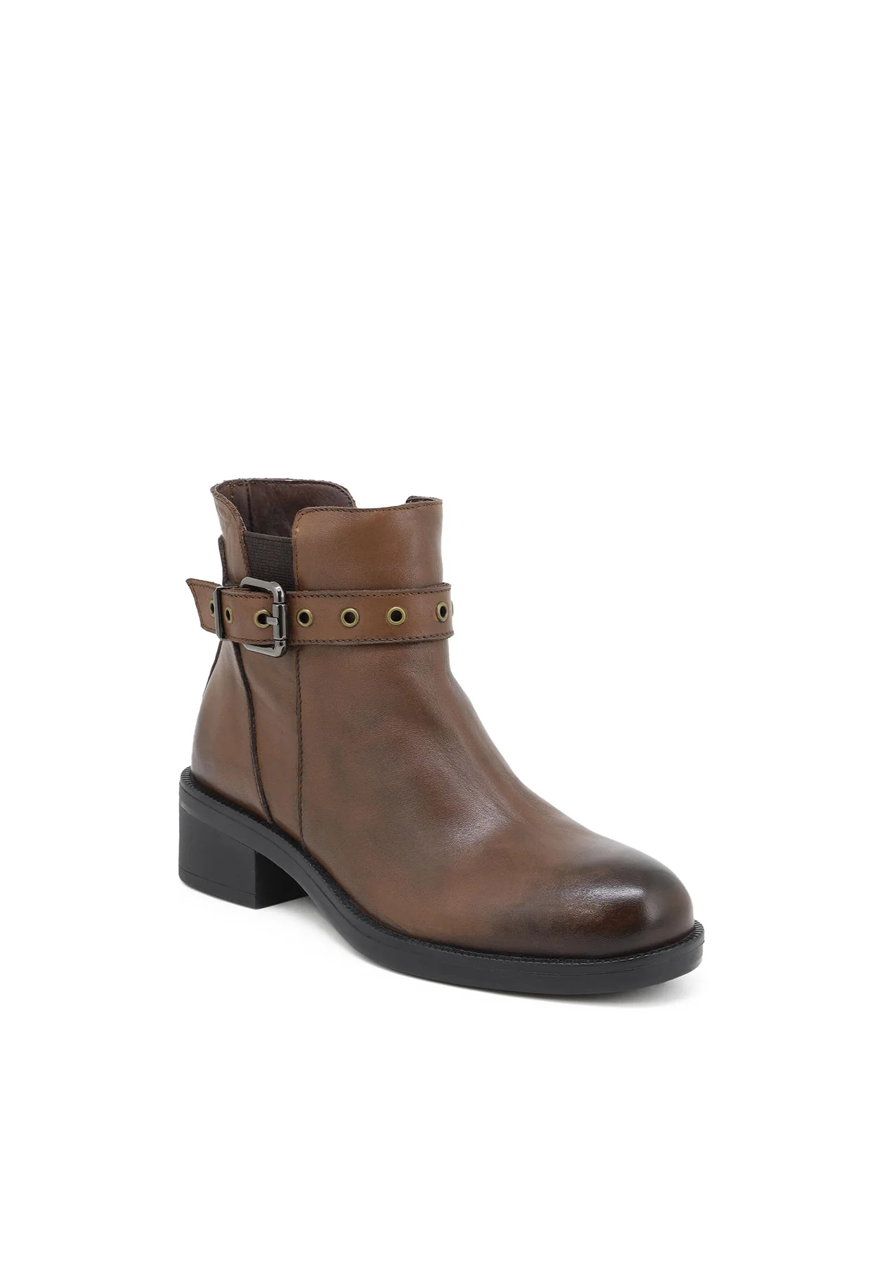 Stivaletto nero in vera pelle con cinturino QH-22 S-269 - Image 7