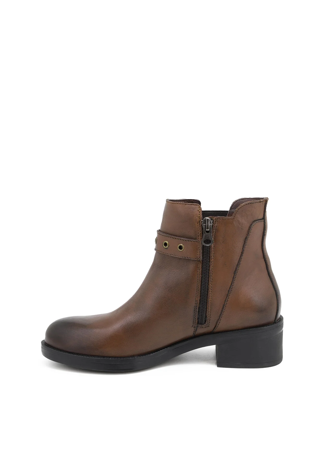 Stivaletto nero in vera pelle con cinturino QH-22 S-269 - Image 9