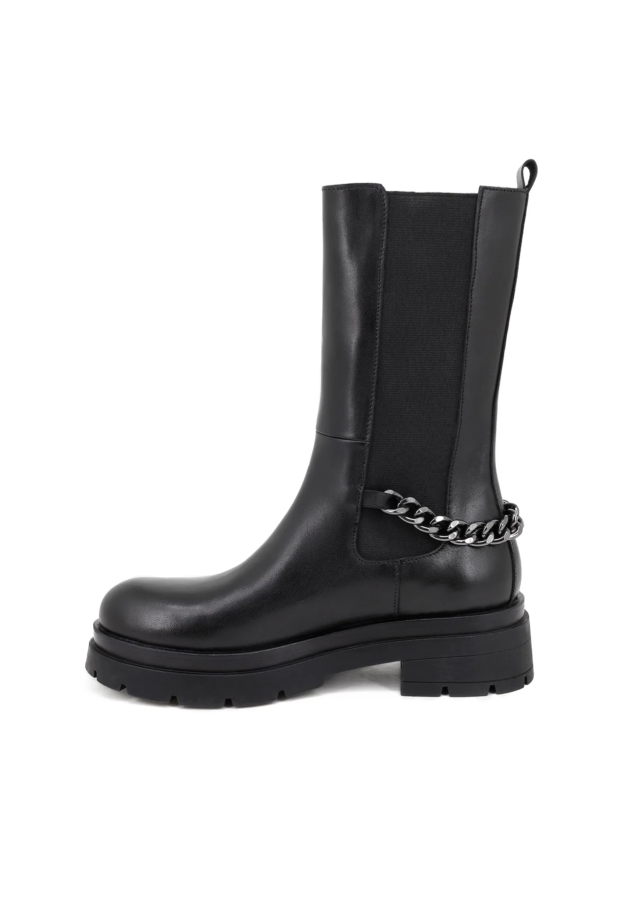 Stivale nero in vera pelle con catena QH-22 S-278 - Image 4