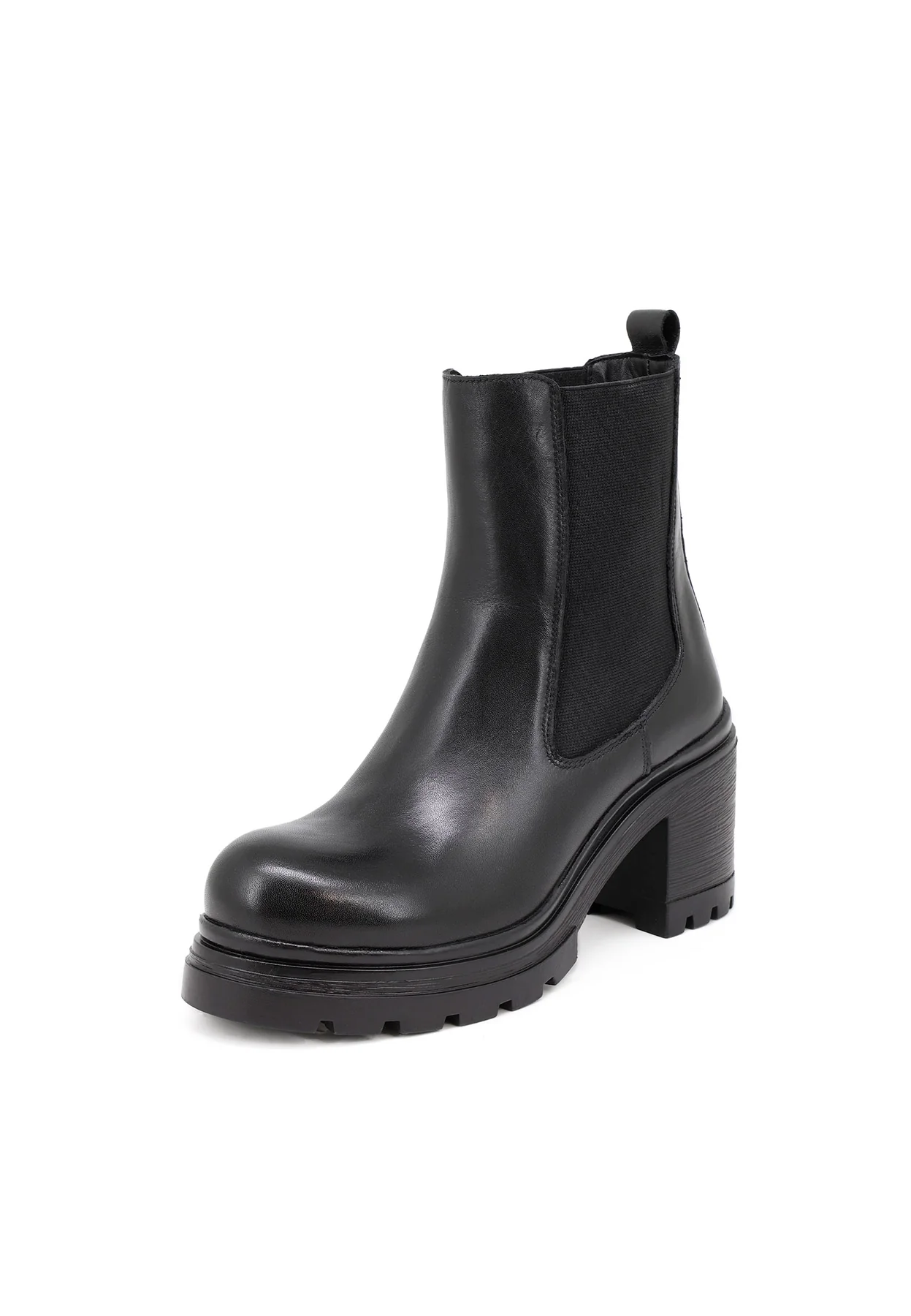 Stivaletti Chelsea neri in vera pelle con tacco QH-22 S-279 - Image 3