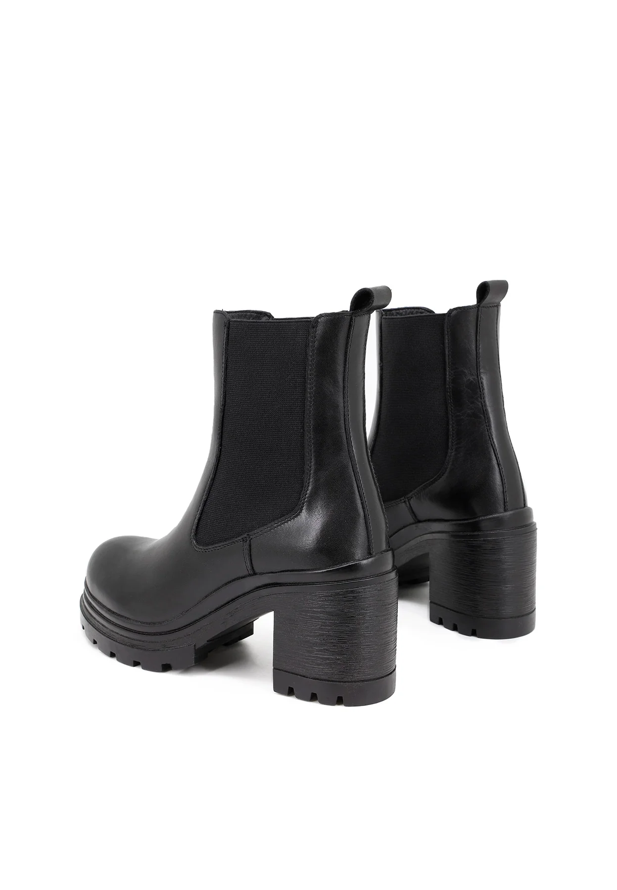 Stivaletti Chelsea neri in vera pelle con tacco QH-22 S-279 - Image 6