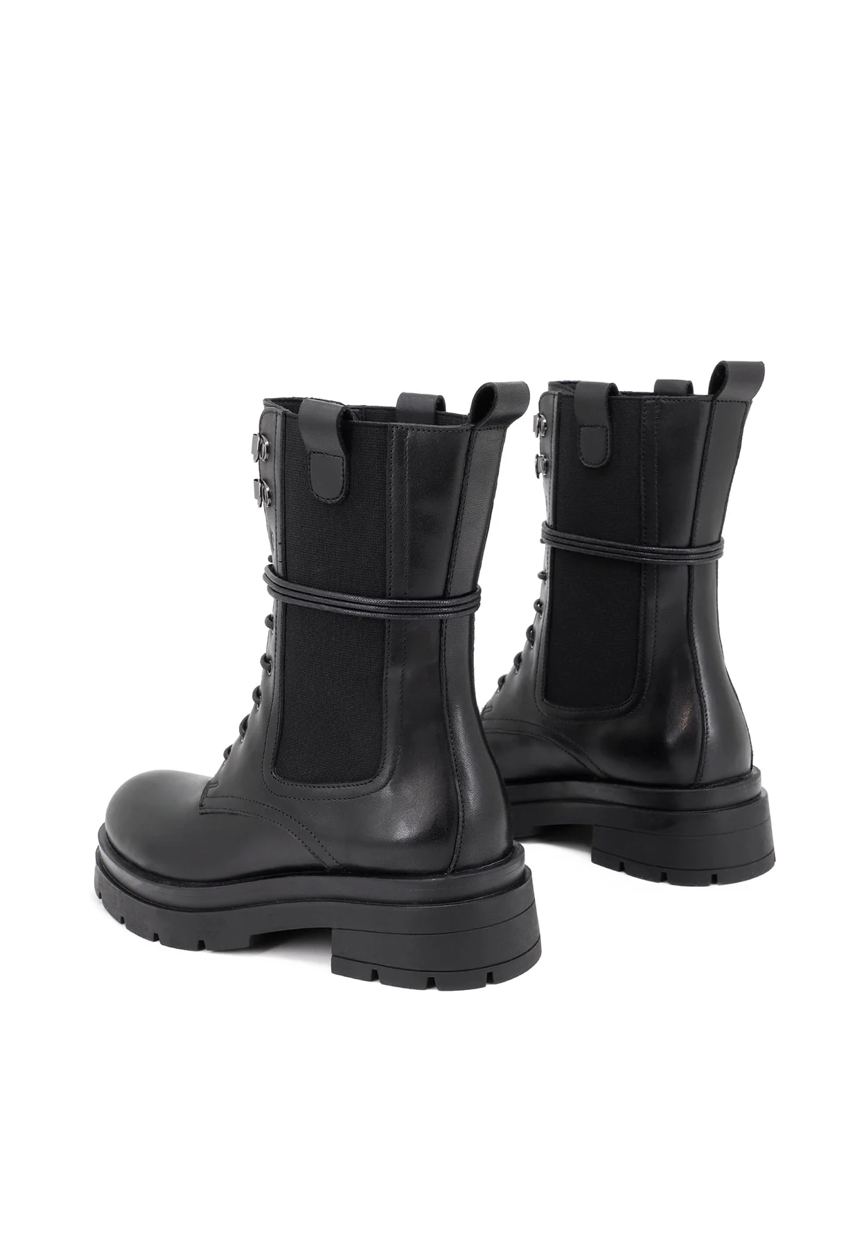 Stivaletti anfibi nero in vera pelle con suola carrarmato QH-22 S276 - Image 6