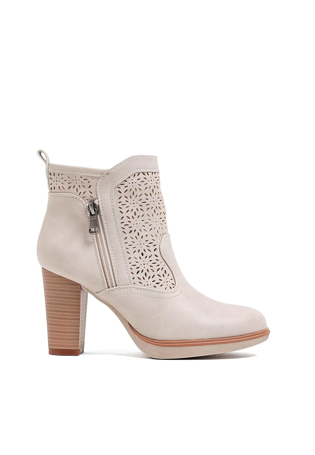 Stivaletto traforato beige con plateau e tacco alto X30-113 - Image 2