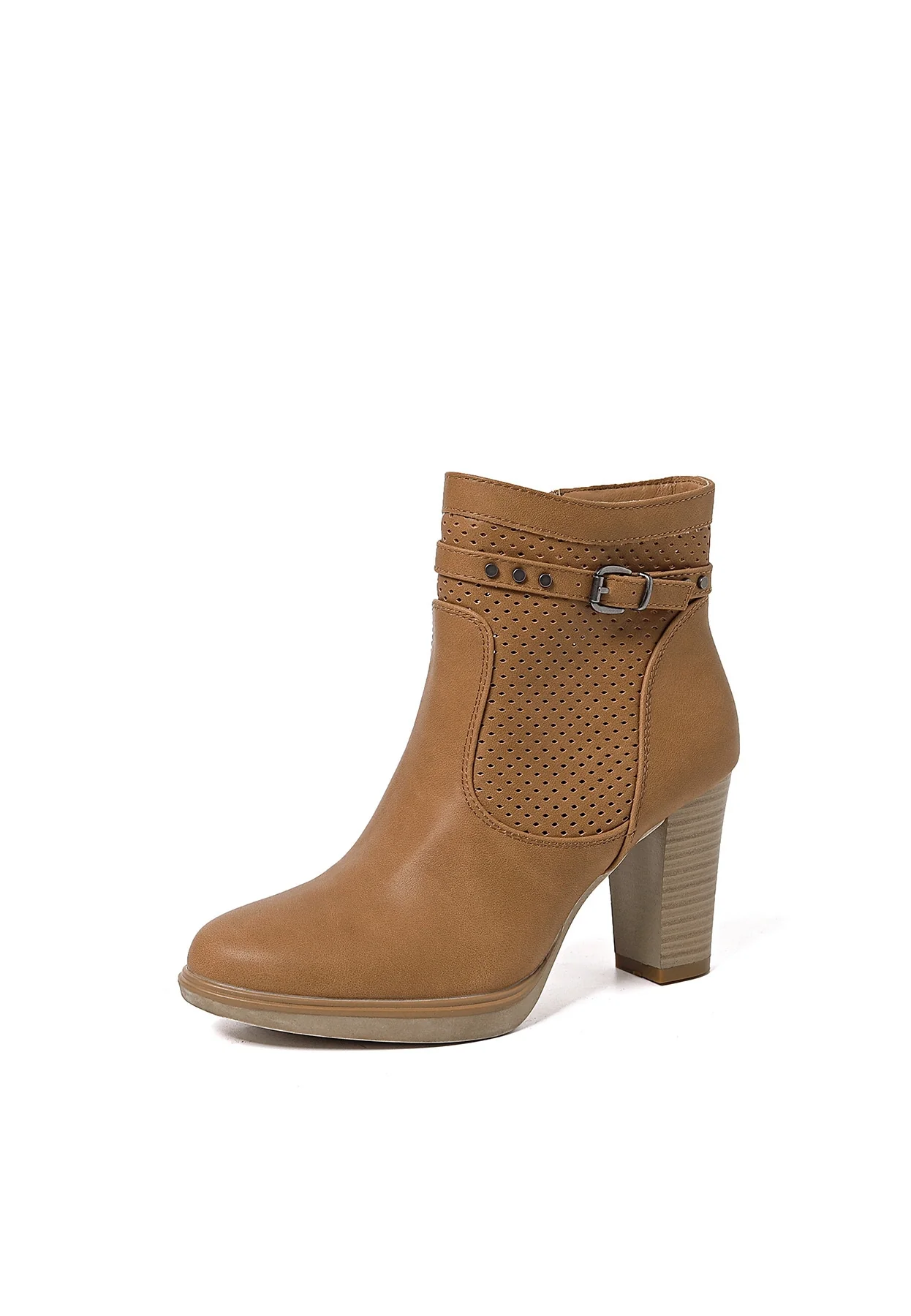 Stivaletto traforato beige con tacco alto X28-107 - Image 14
