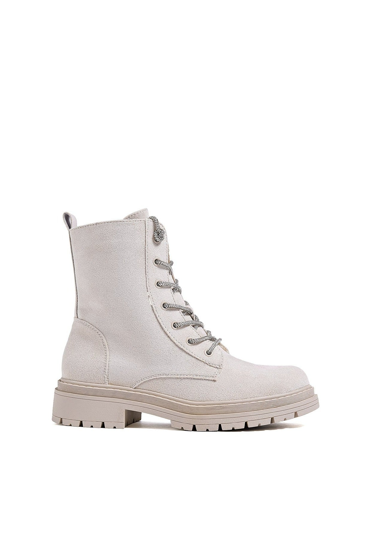 Stivaletto combat beige con lacci X30-103 - Image 2