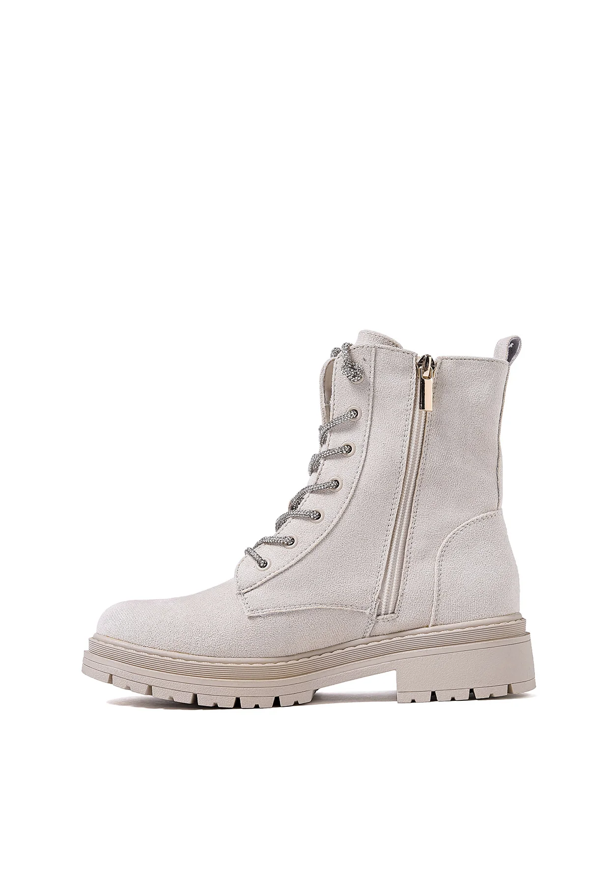 Stivaletto combat beige con lacci X30-103 - Image 3