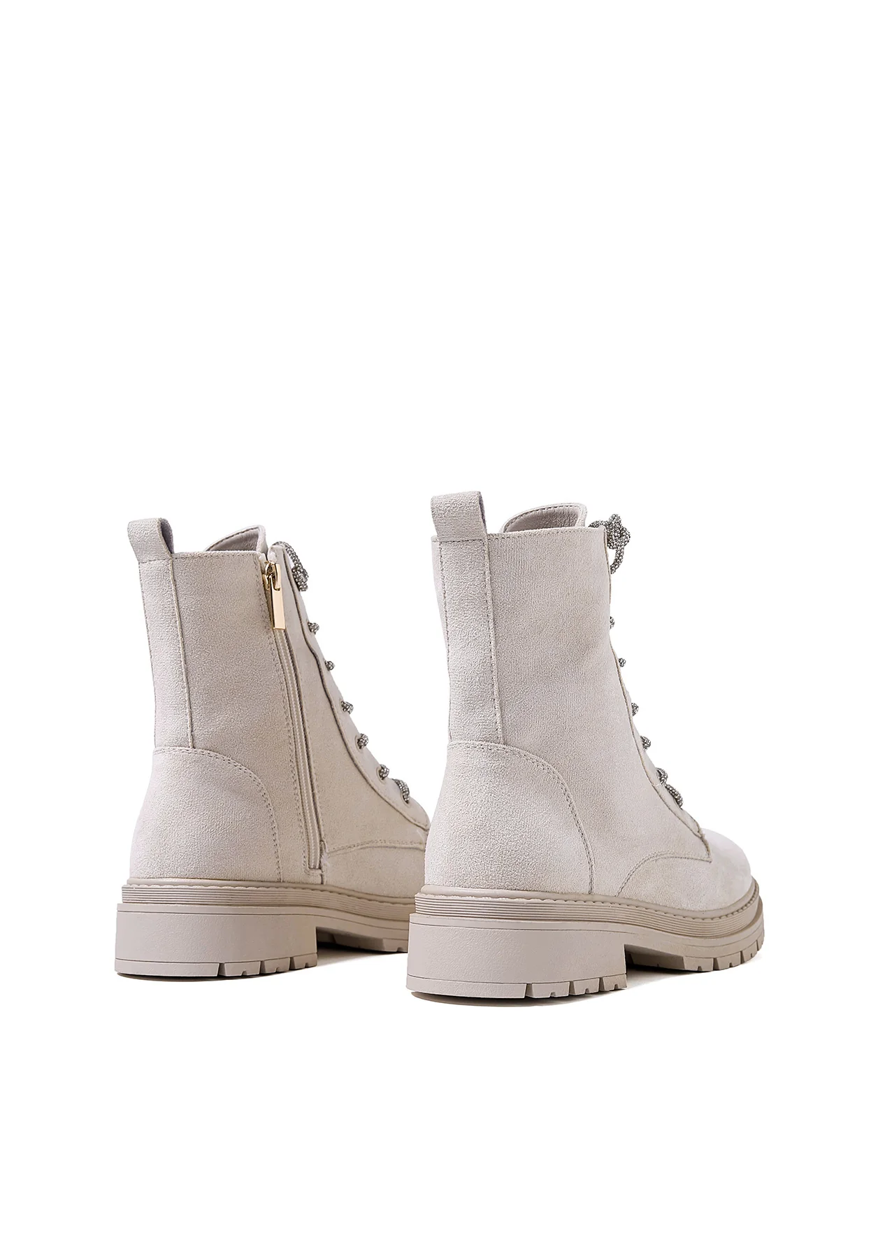 Stivaletto combat beige con lacci X30-103 - Image 4