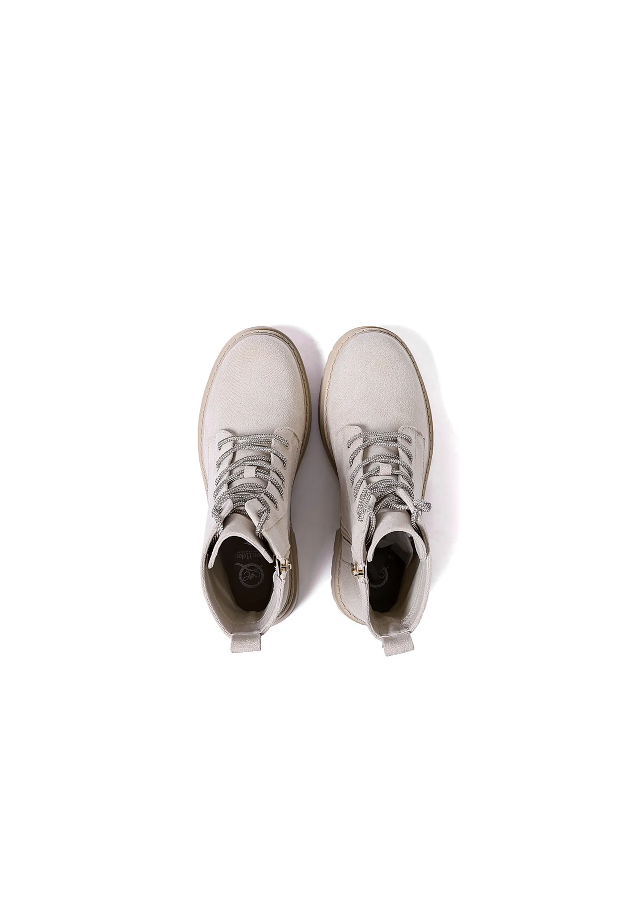Stivaletto combat beige con lacci X30-103 - Image 7