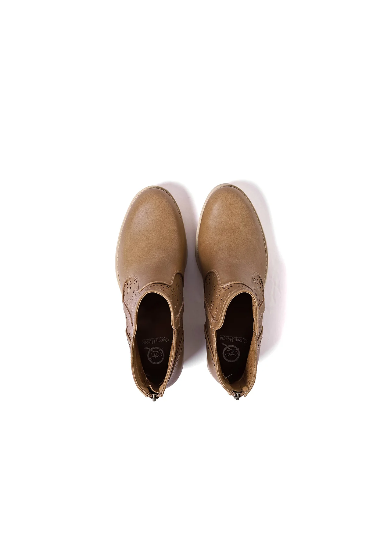 Stivaletto traforato beige con tacco medio X30-106 - Image 6