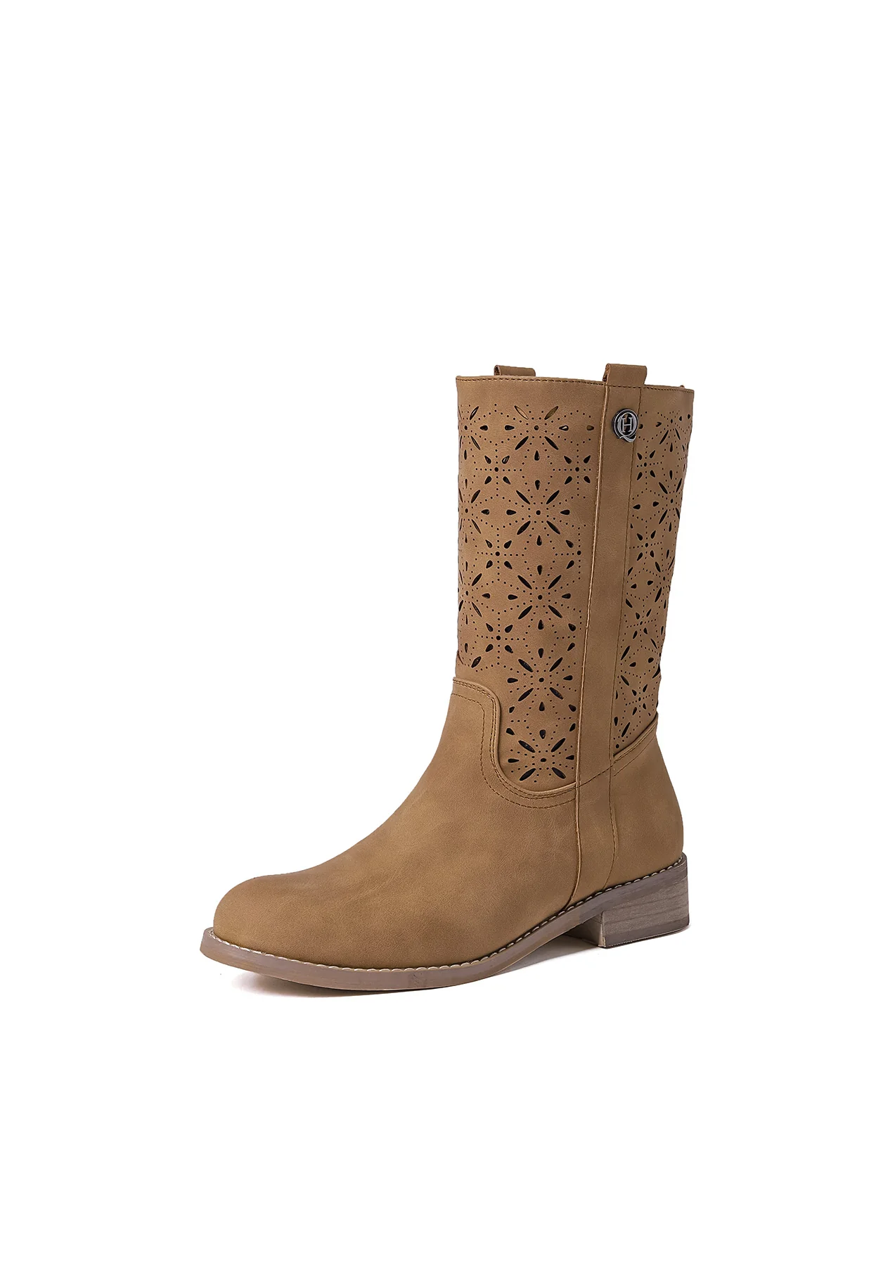 Stivali traforati beige con tacco basso X30-109 - Image 23