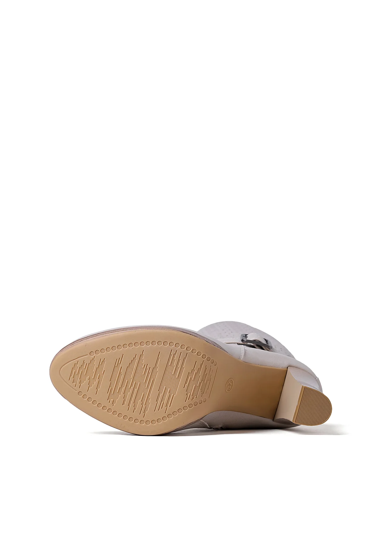 Stivali alti traforati beige con tacco X30-111 - Image 13