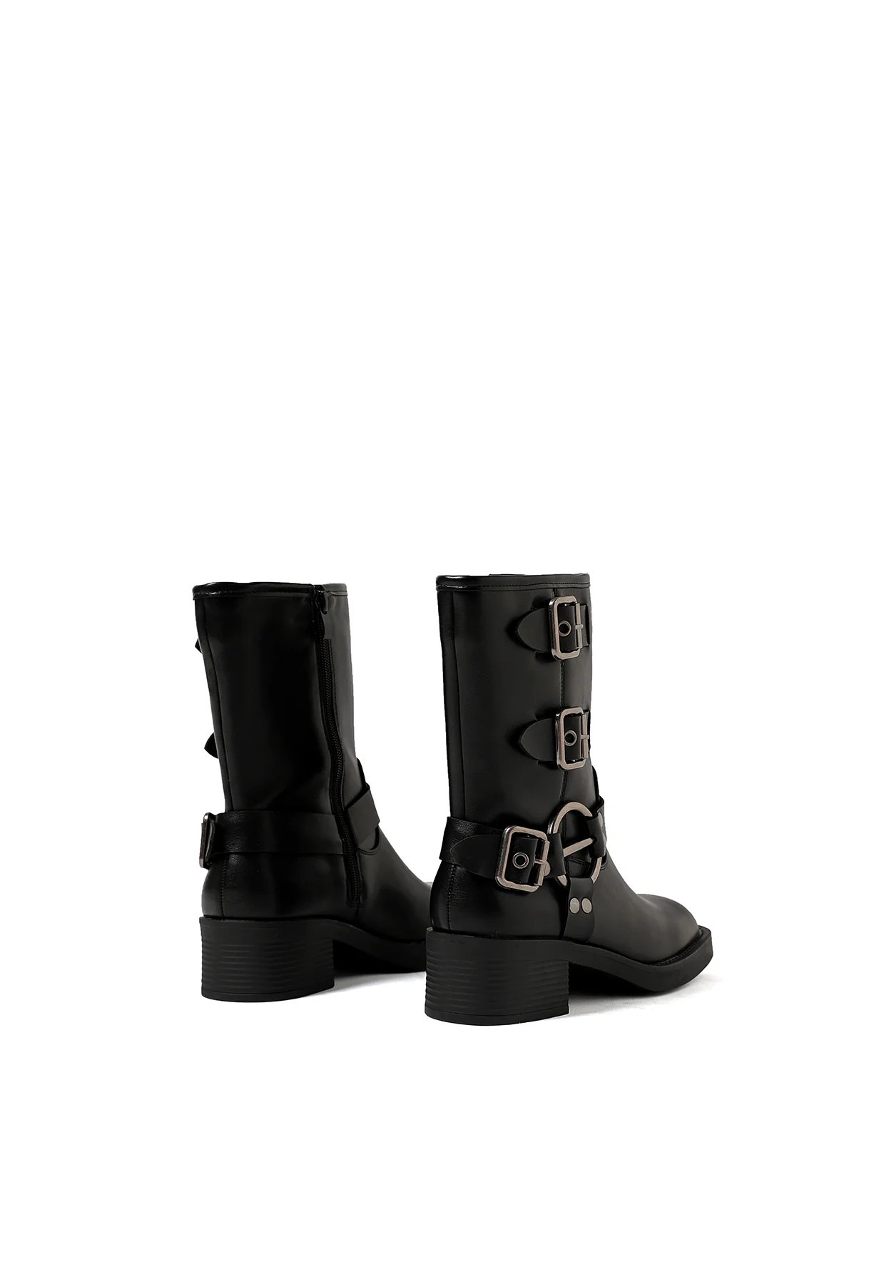 Stivaletti biker neri con fibbie e anello X30-116 - Image 7