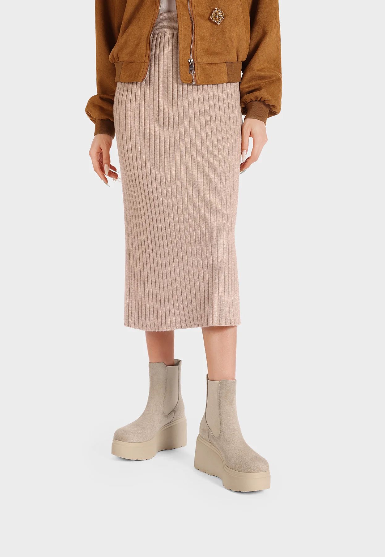 Stivaletti da donna chelsea con zeppa alta platform X31-129 - Image 28