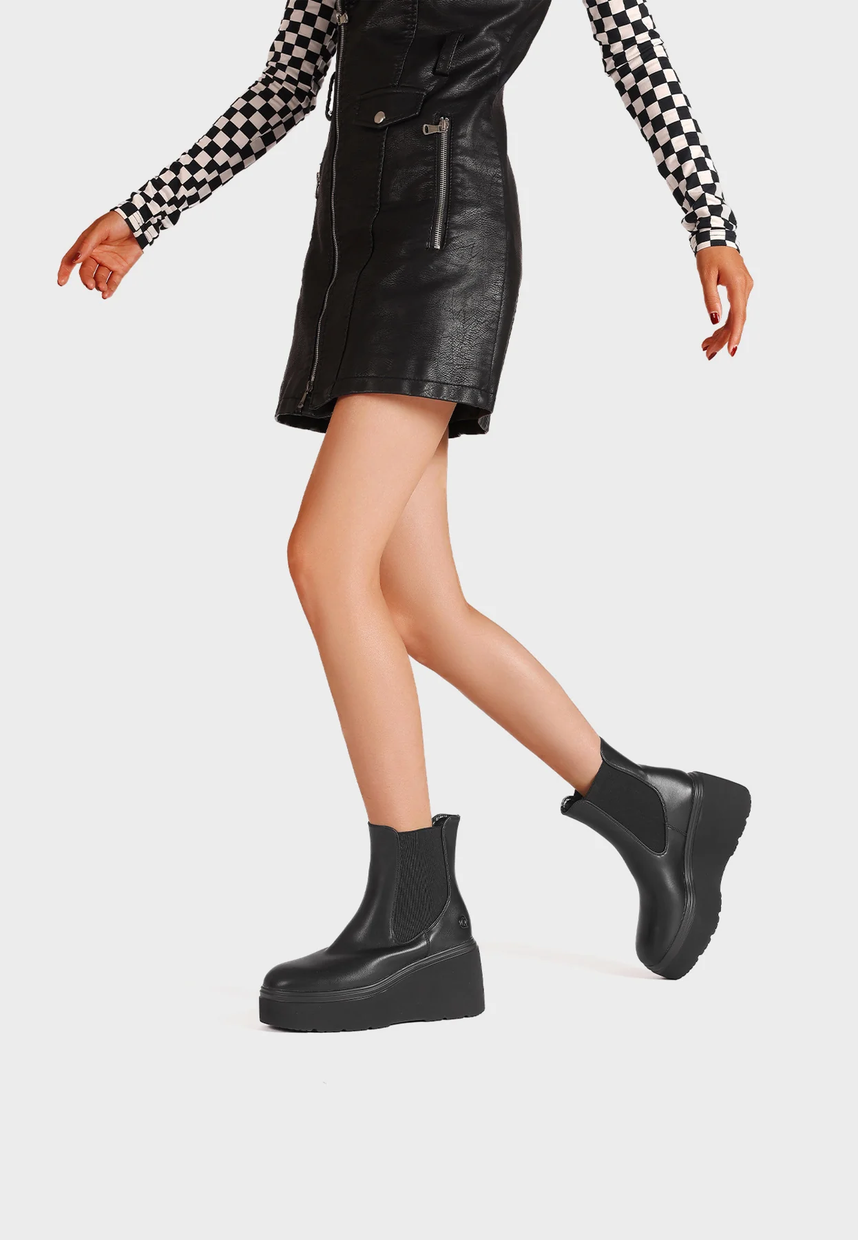 Stivaletti da donna chelsea con zeppa alta platform X31-129 - Image 7