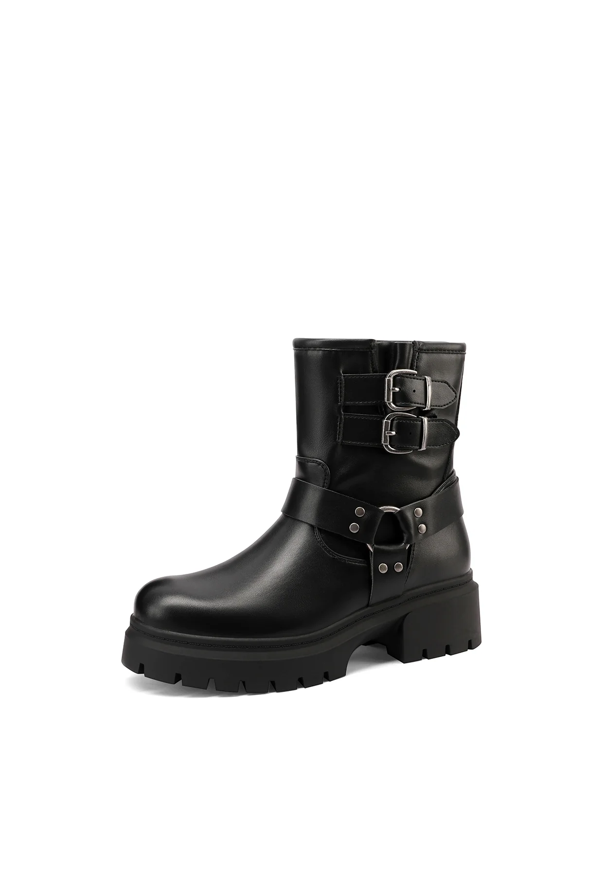 Stivaletti biker donna cinturini suola carrarmato X31-62 - Image 3