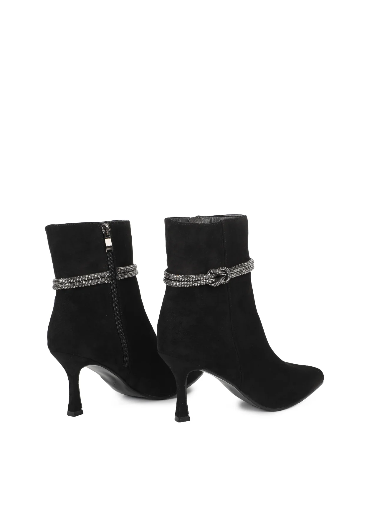 Stivaletto nero con cinturino gioiello e tacco a spillo ZM9533 - Image 3