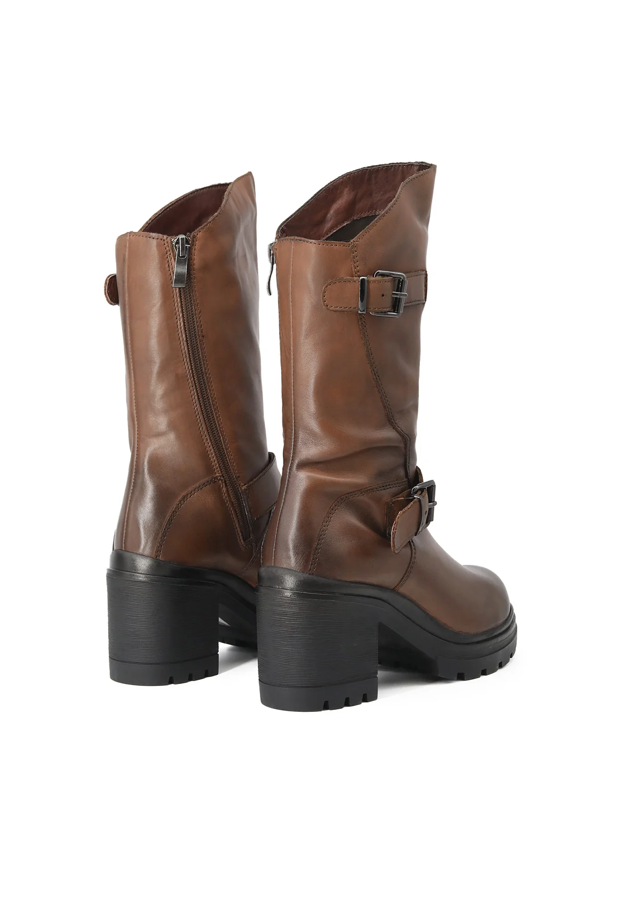 Stivale nero in vera pelle con doppia fibbia QH-22 L-267 - Image 13
