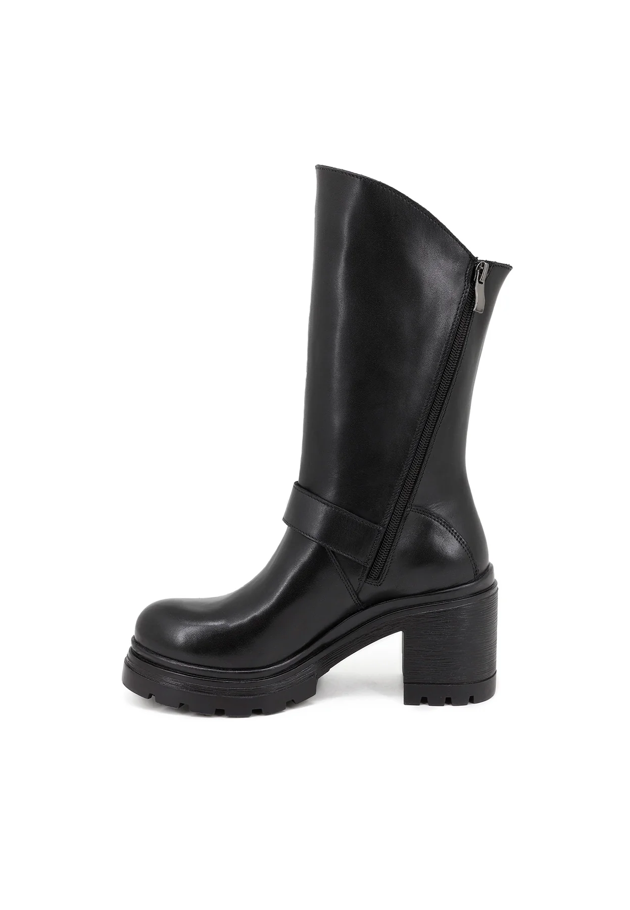 Stivale nero in vera pelle con doppia fibbia QH-22 L-267 - Image 4