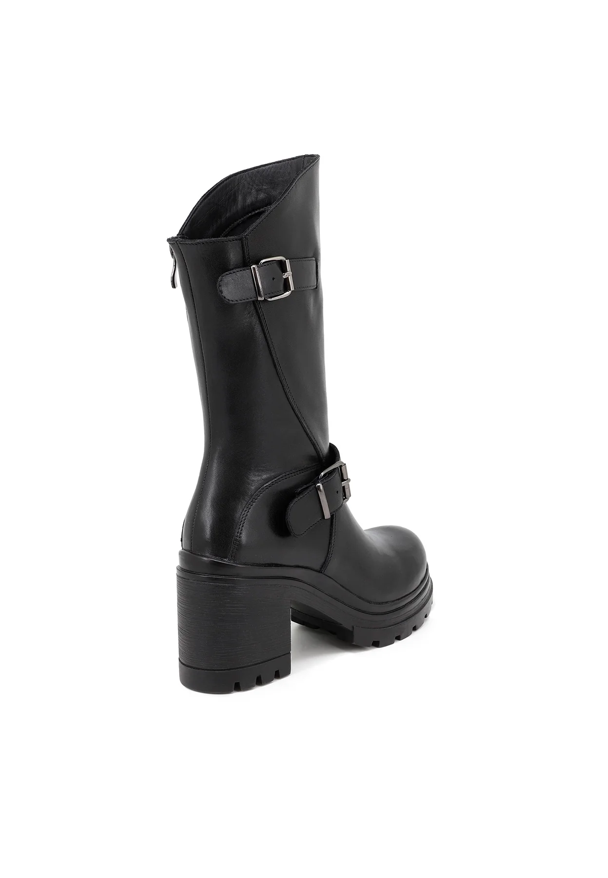 Stivale nero in vera pelle con doppia fibbia QH-22 L-267 - Image 6