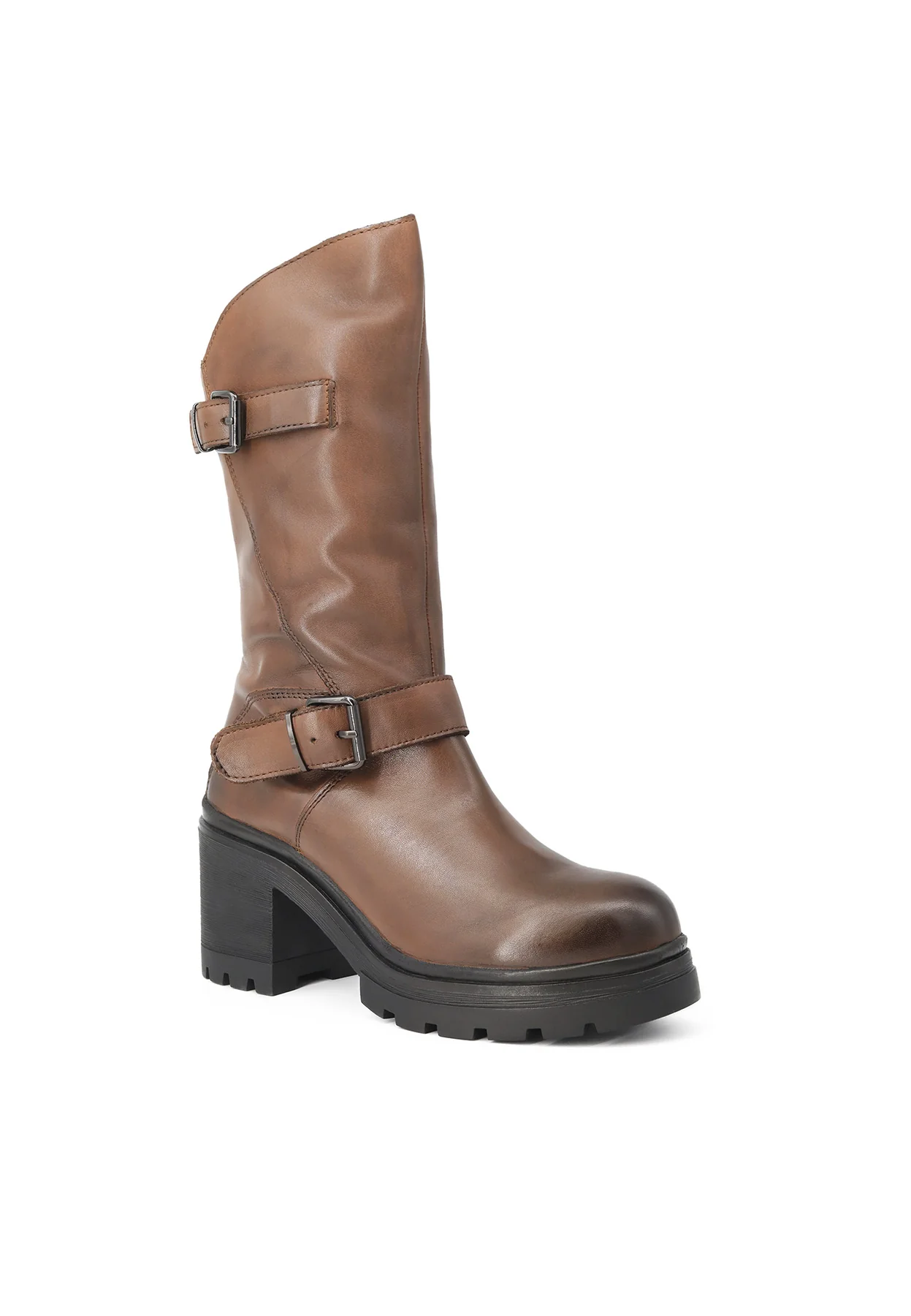 Stivale nero in vera pelle con doppia fibbia QH-22 L-267 - Image 9