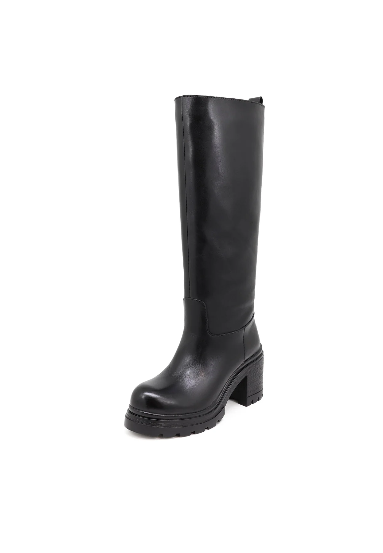 Stivale lungo nero in vera pelle con tacco QH-22 L291 - Image 3