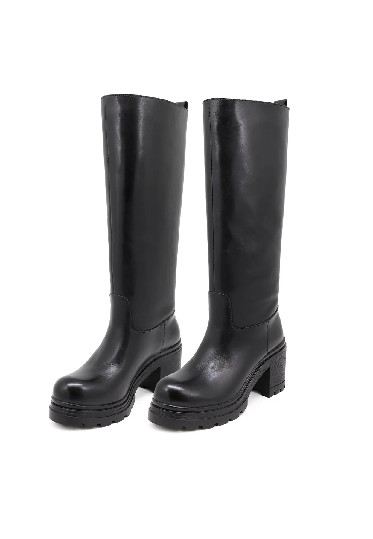 Stivale lungo nero in vera pelle con tacco QH-22 L291 - Image 4