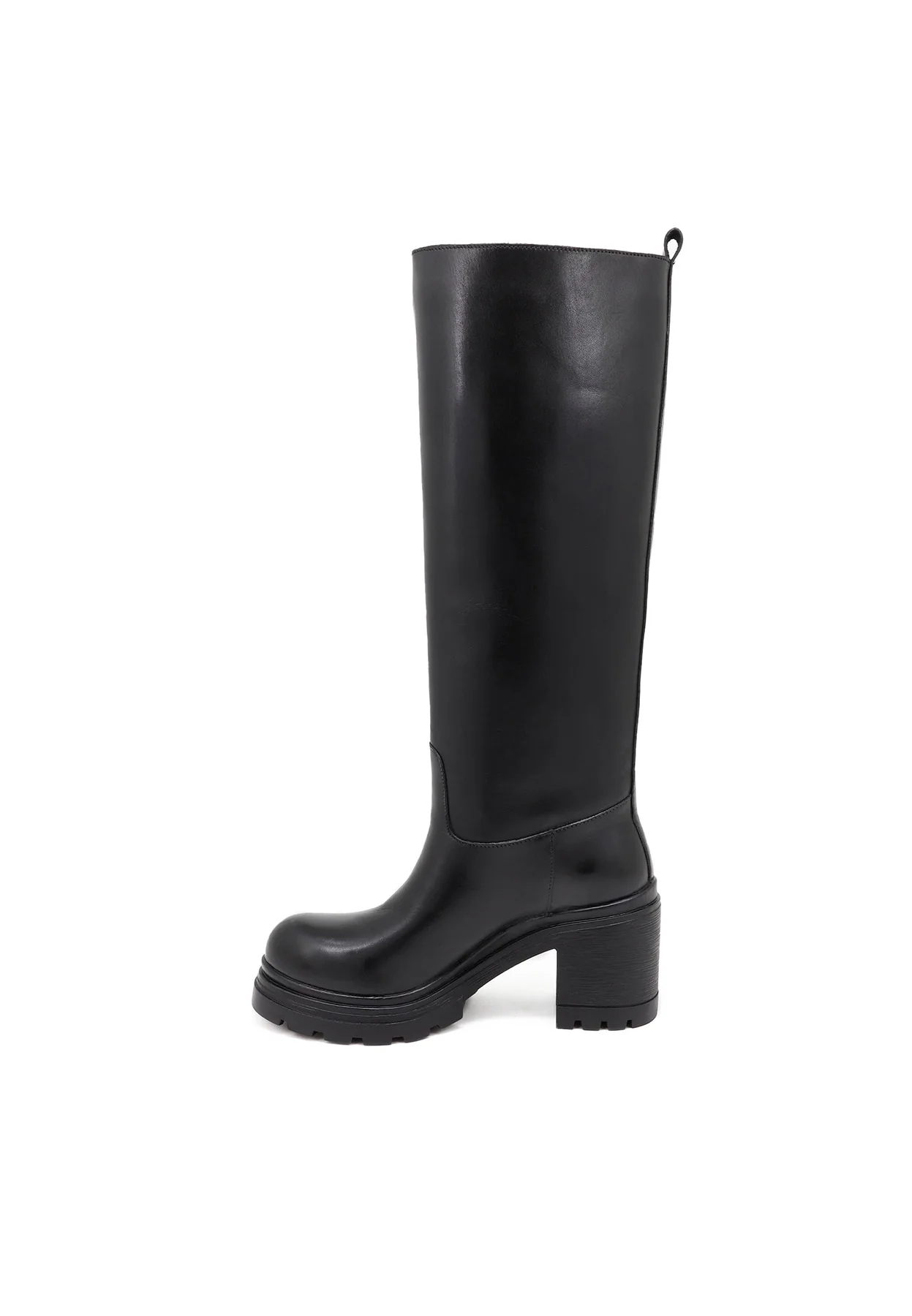 Stivale lungo nero in vera pelle con tacco QH-22 L291 - Image 5