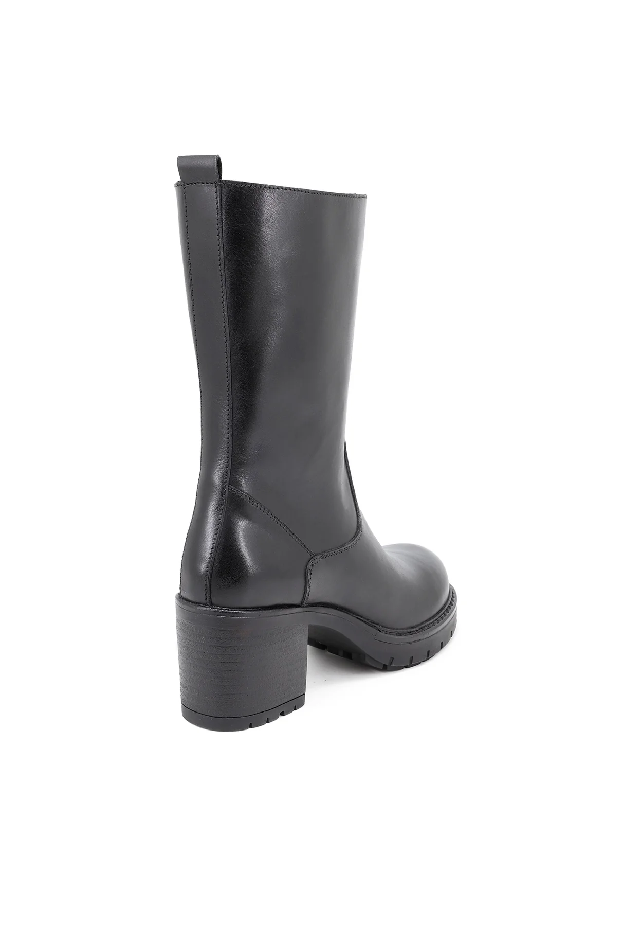 Stivaletto alto nero in vera pelle con tacco QH-22 S296 - Image 5