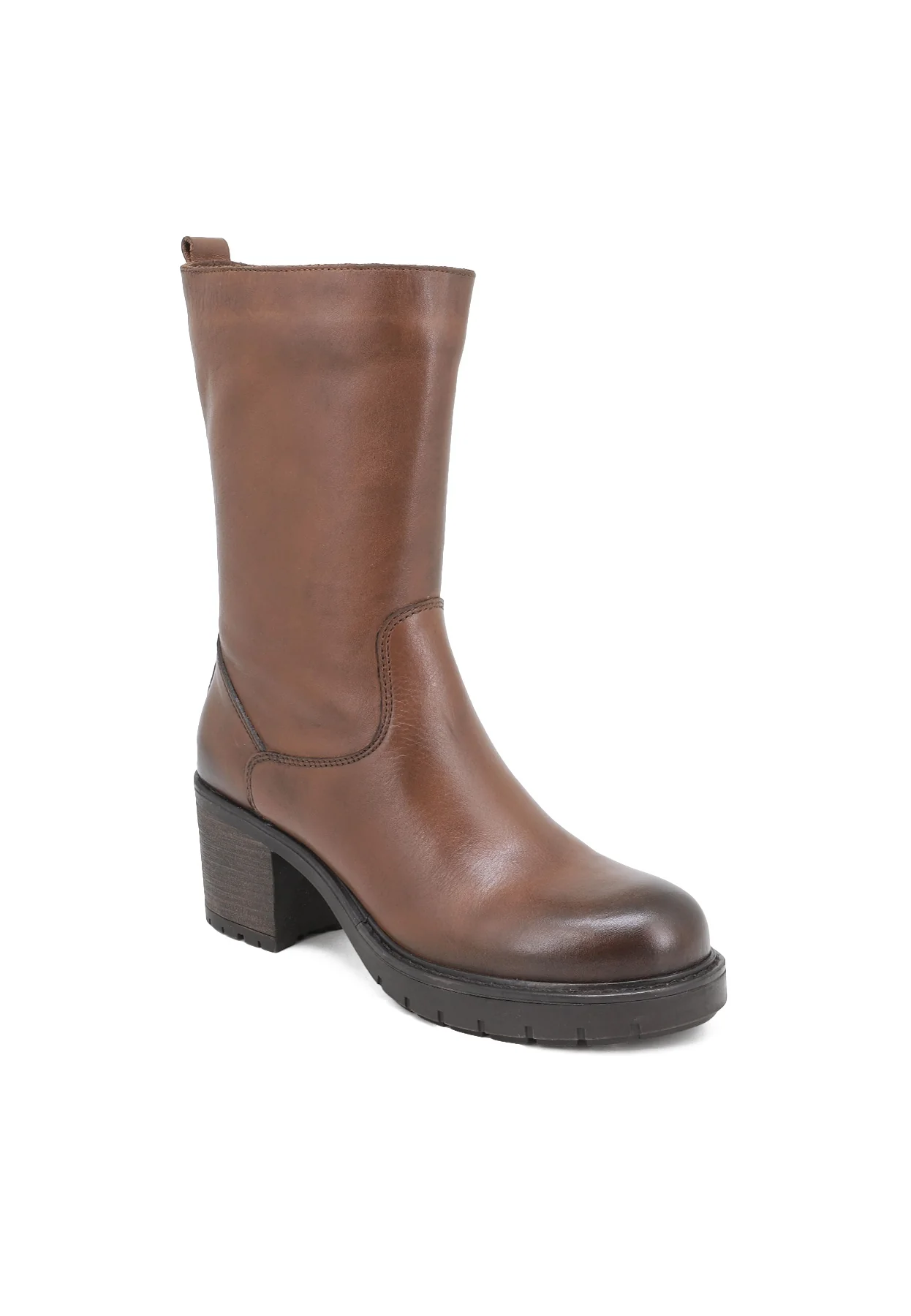 Stivaletto alto nero in vera pelle con tacco QH-22 S296 - Image 7