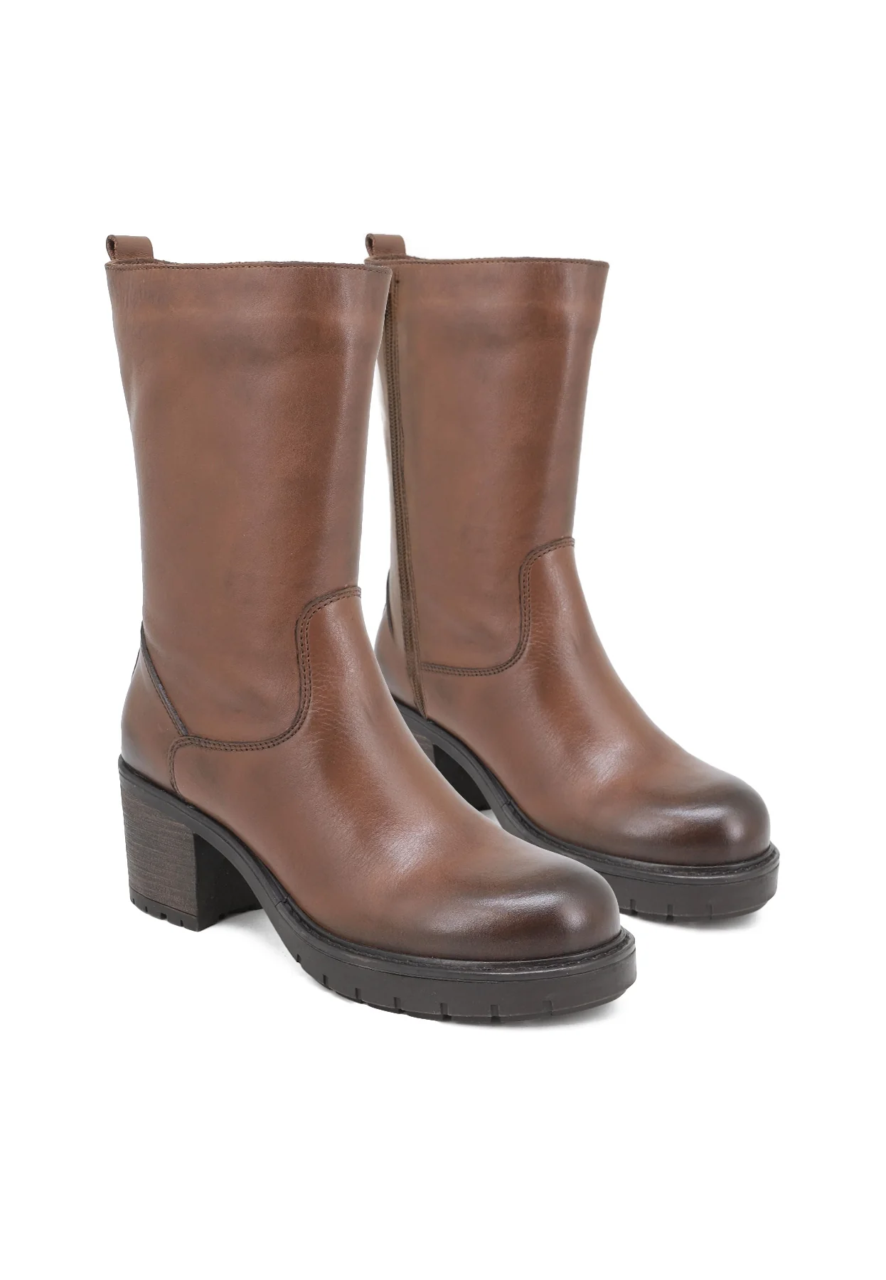 Stivaletto alto nero in vera pelle con tacco QH-22 S296 - Image 9