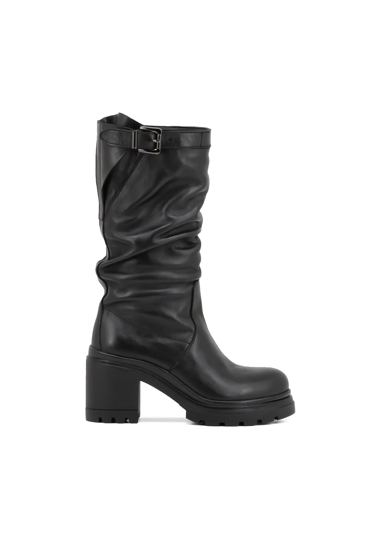 Stivale nero morbido in vera pelle con fibbia QH21 L48 - Image 13