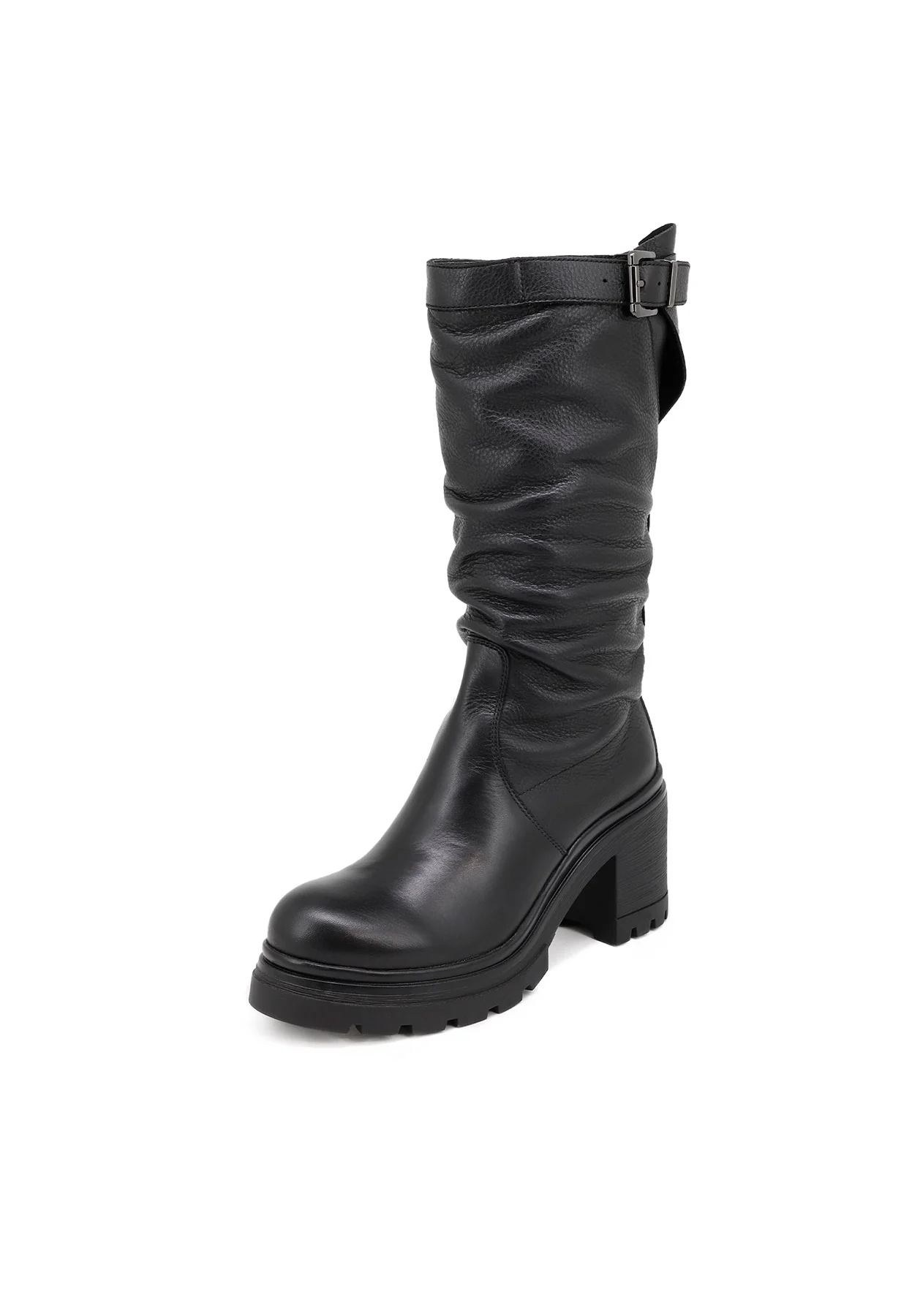 Stivale nero morbido in vera pelle con fibbia QH21 L48 - Image 3