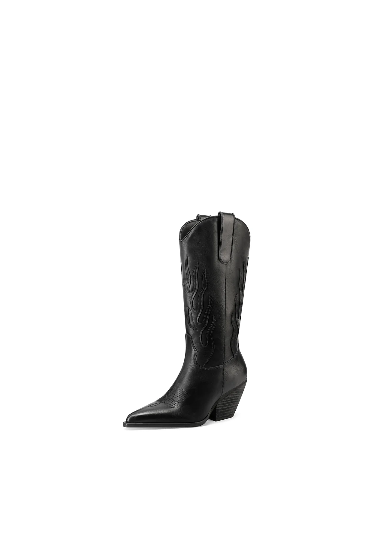 Stivali texani neri con tacco western W302 - Image 3