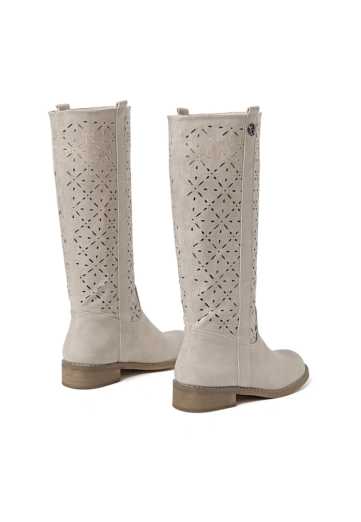 Stivale traforato beige con tacco basso X28-106 - Image 5