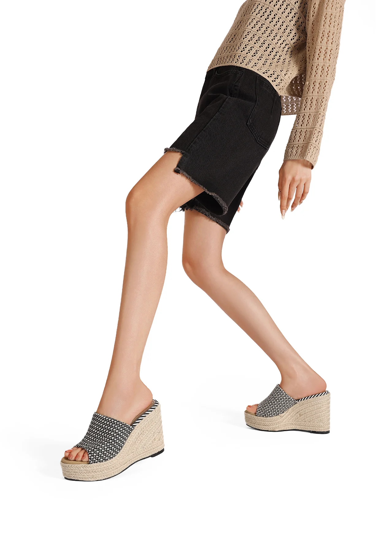 Sandali sabot con zeppa in corda intrecciata comodi ZM9983